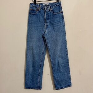 Levi's Women’s Ribcage Straight Blue Jeans size 27 Button Fly Classic Minimalist